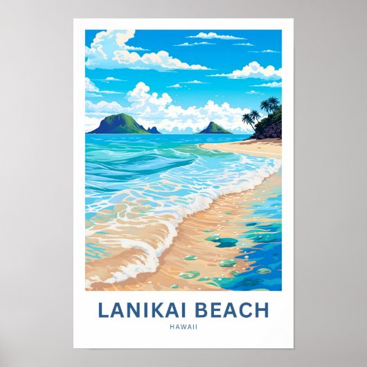 Lanikai Beach Hawaiiトラベルプリント ポスター (正面)