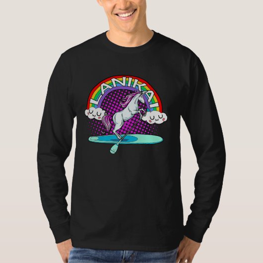 Lanikai Beach Hawaii Rainbow Unicorn Paddle Board  Tシャツ (正面)