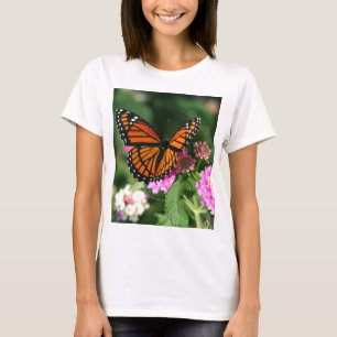 Lantanaの花のマダラチョウ Tシャツ