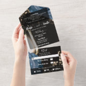 Lantern & 素朴 Dusty Blueバラズ結婚+ RSVP オールインワン招待状 (貼ってはがせる)