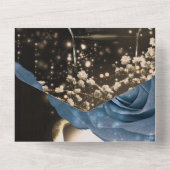 Lantern & 素朴 Dusty Blueバラズ結婚+ RSVP オールインワン招待状 (裏面)