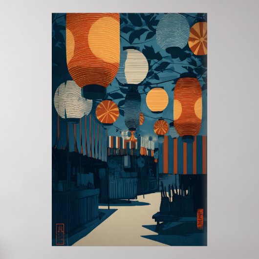 Lantern Festival Art Print - Asian Market Street ポスター (正面)