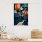 Lantern Festival Art Print - Asian Market Street ポスター (キッチン)