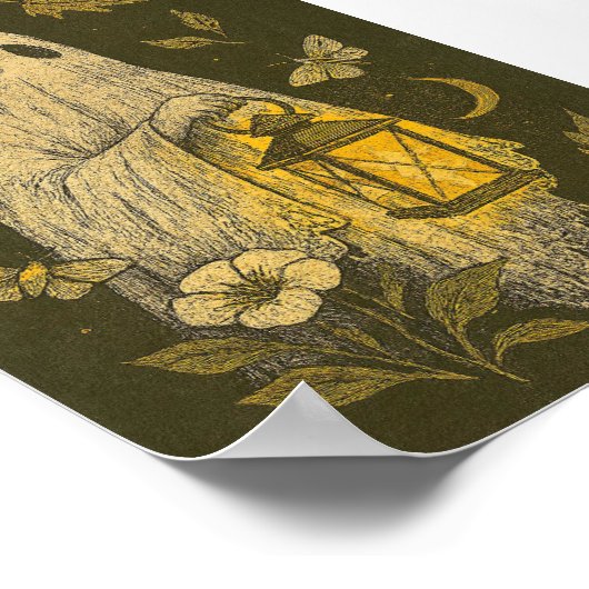 Lantern Ghost Halloween Boho ポスター (角)