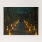 Lantern-Lit Stone Path through Bamboo Grove ジグソーパズル (横)