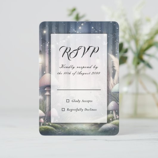  Lanternlight Dreams Enchanted Forest Wedding 出欠カード (スタンド正面)