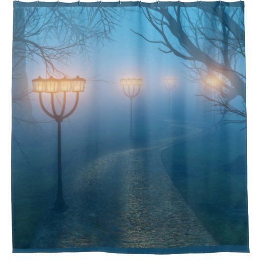 Lanterns in the Fog Shower Curtain シャワーカーテン (正面)