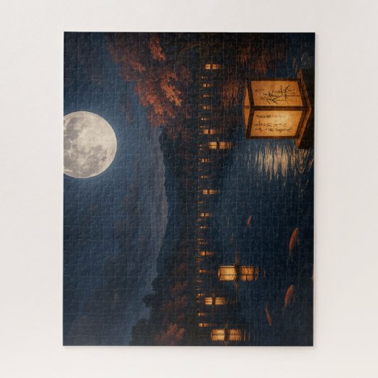 Lanterns on the River Beneath the Full Moon ジグソーパズル (縦)