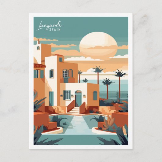 Lanzaroteスペインのヴィンテージ旅行はがき ポストカード (正面)