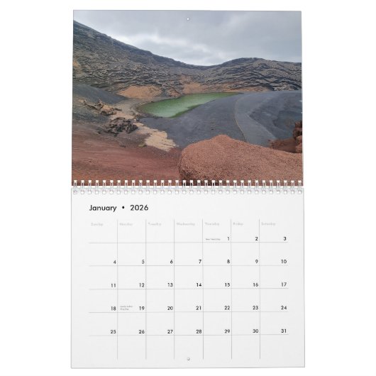 Lanzarote 2026 calendar カレンダー (1月 2026)