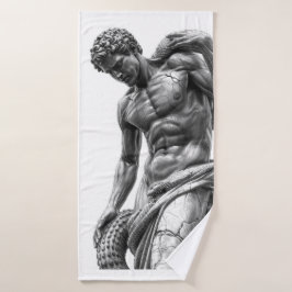 Laocoon and His Sons - Black Marble Art バスタオル