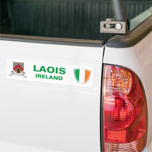 Laois Ireland Crest and Irish Flag Bumperステッカー バンパーステッカー (トラック上)
