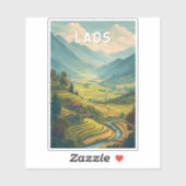 Laos Illustration Travel Art Vintage シール (シート)