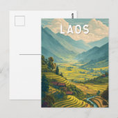 Laos Illustration Travel Art Vintage ポストカード (正面/裏面)