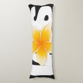Laos Love Frangipani Flower Black and White ボディピロー (正面縦)
