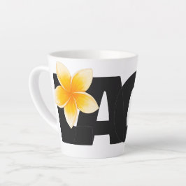 Laos Love Frangipani Flower White and Black カフェラテマグ