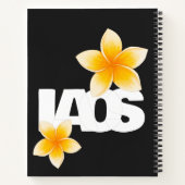 Laos Love Frangipani Flower White on Black ノートブック (裏面)