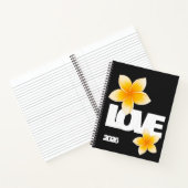 Laos Love Frangipani Flower White on Black ノートブック (内部)
