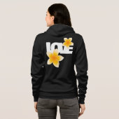 Laos Love Frangipani Flower White on Black パーカ (裏面フル)