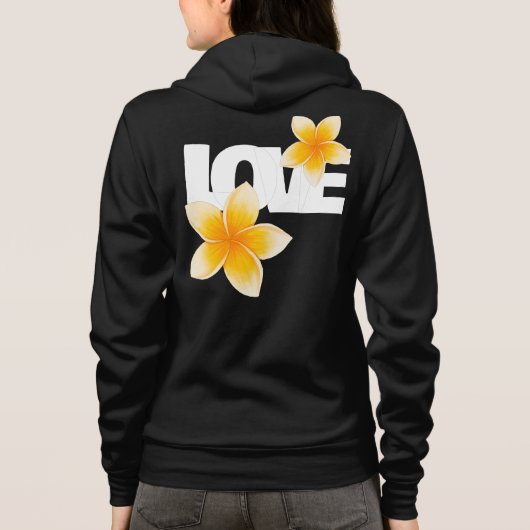 Laos Love Frangipani Flower White on Black パーカ (裏面)