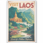 Laos Pha That Luang Illustration Travel Art シール (正面)