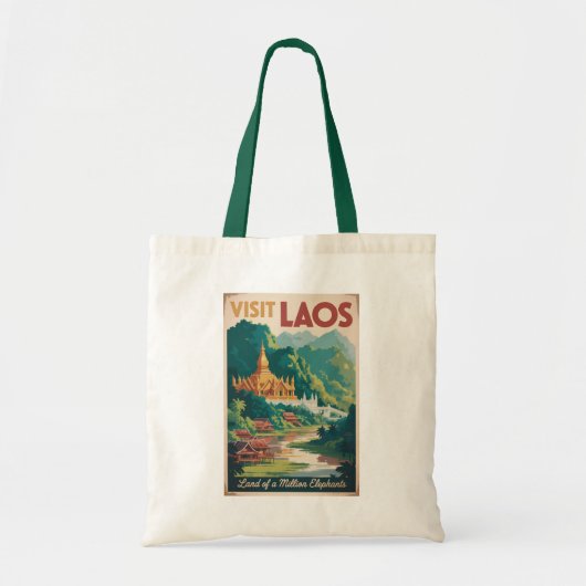 Laos Pha That Luang Illustration Travel Art トートバッグ (正面)