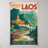Laos Pha That Luang Illustration Travel Art ポスター (正面)