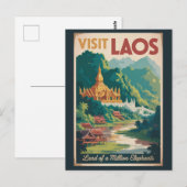 Laos Pha That Luang Illustration Travel Art ポストカード (正面/裏面)
