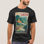 Laos Pha That Luang Illustration Travel Art Tシャツ (正面)