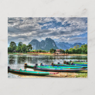 Laos、Vang Vieng、Nam Song River ポストカード