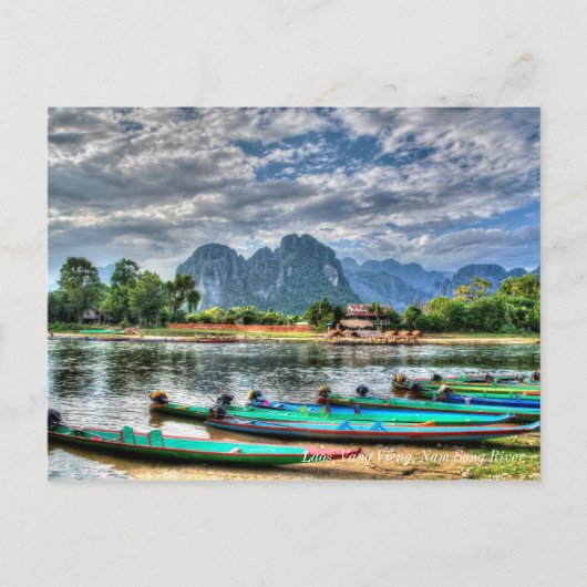 Laos、Vang Vieng、Nam Song River ポストカード (正面)