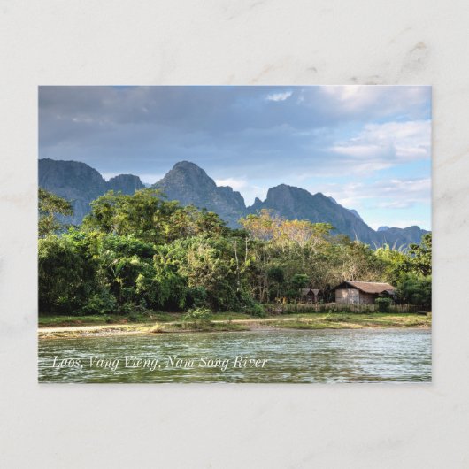 Laos、Vang Vieng、Nam Song River ポストカード (正面)