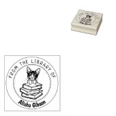 Laperm Cat、図書館の本 ラバースタンプ (押印)