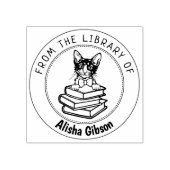 Laperm Cat、図書館の本 ラバースタンプ (インプリント)