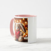 Lapin en peluche mignon avec un cœur rouge. マグカップ (正面左)