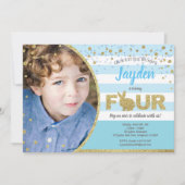 Lapin garçon invitation photo pour son 4ème annive 招待状 (正面)