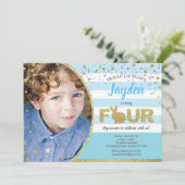 Lapin garçon invitation photo pour son 4ème annive 招待状 (スタンド正面)