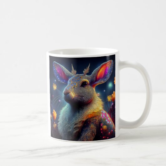 Lapin lumineux et fleurs magiques コーヒーマグカップ (右)
