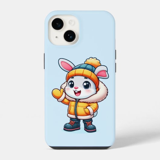 Lapin mignon en hiver iPhoneケース (裏面)