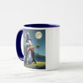 Lapin vampire mignon sous la lune avec une carotte マグカップ (正面左)
