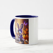 Lapins en peluche élégants avec cœurs et papillons マグカップ (正面左)