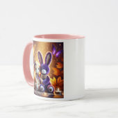 Lapins en peluche mignons et élégants et papillons マグカップ (正面左)