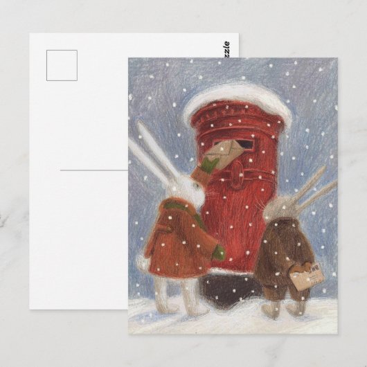 Lapins postant leur lettre de Noël ポストカード (正面/裏面)