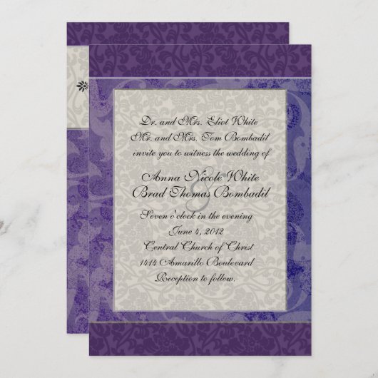 Lapisおよび銀製のダマスク織のスタイルの結婚式招待状 招待状 (正面/裏面)