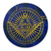 Lapisのフリーメーソンのコンパスのすべての見る神秘的な目 セラミックノブ (正面)