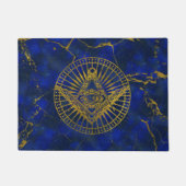 Lapisのフリーメーソンのコンパスのすべての見る神秘的な目 ドアマット (正面)