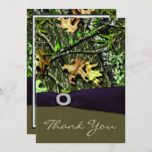 Lapisの紫色の狩りの迷彩柄の結婚式のサンキューカード サンキューカード (正面/裏面)