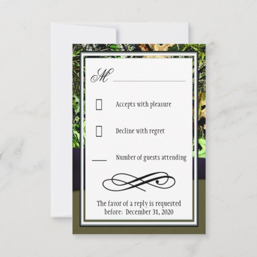 LapisのRSVPカードを結婚する紫色の狩りの迷彩柄 出欠カード (裏面)