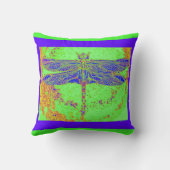 LapisのSharles著青いトンボの緑のクッション クッション (裏面)