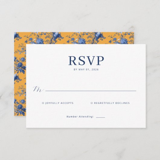 Lapis Rose Wedding 出欠カード (正面/裏面)